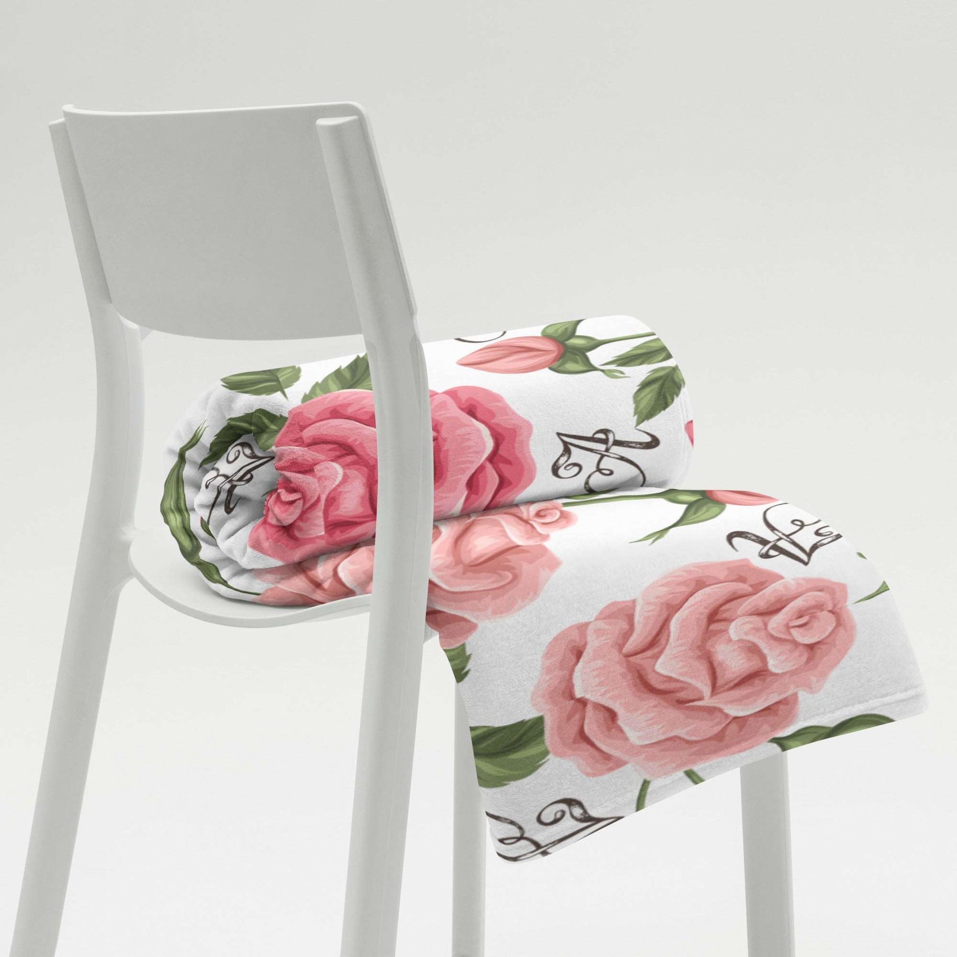 Personalized Letter Romantic Rose Throw Blanket