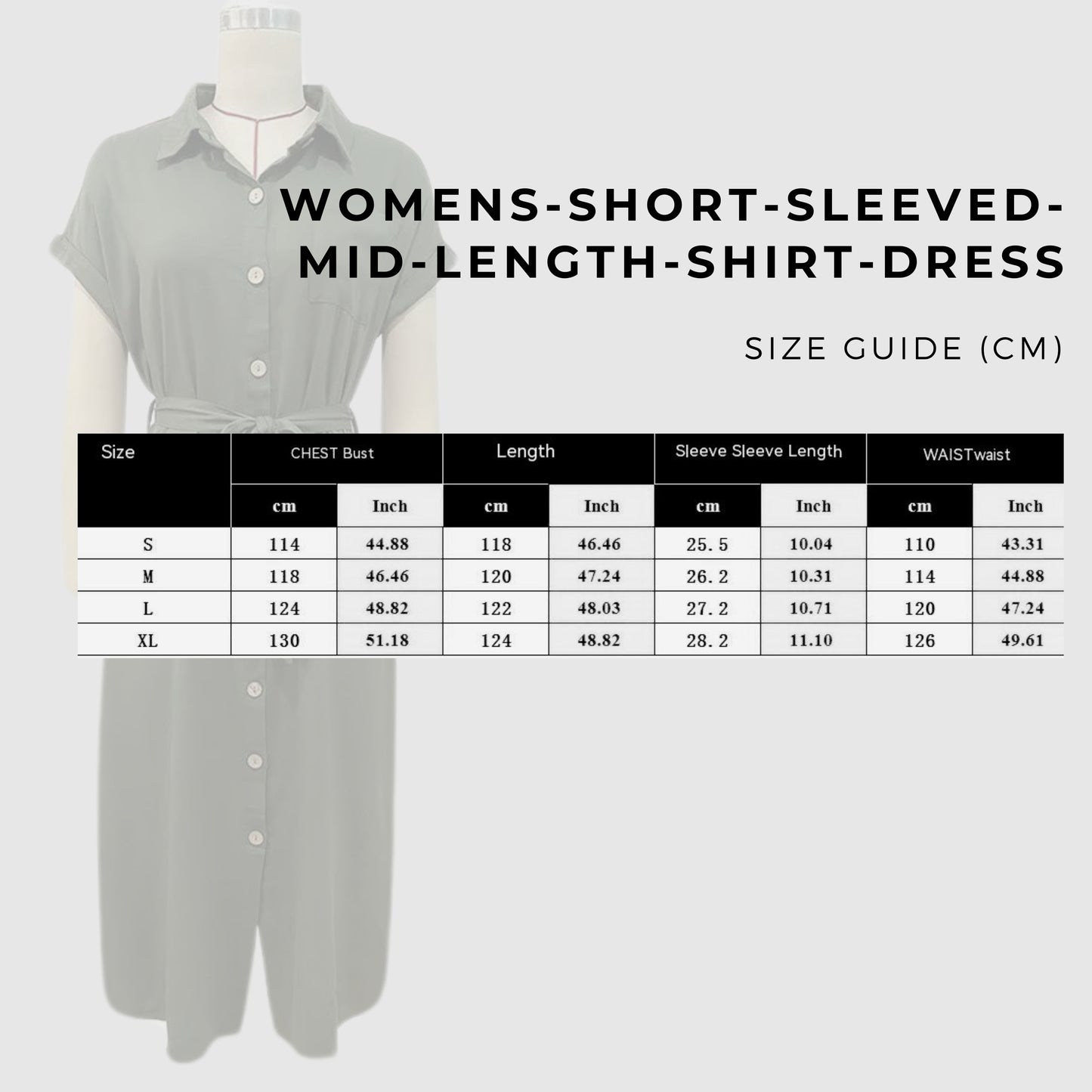 Women's Short Sleeved Mid-Length Shirt Dress size