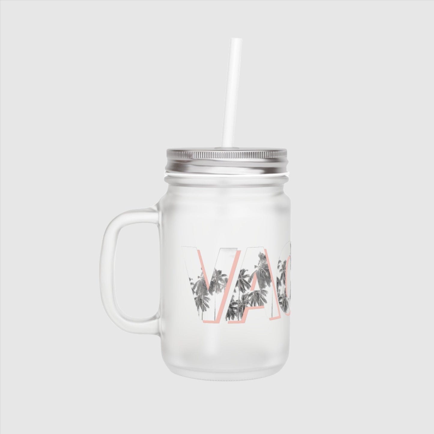 Mason Jar with a straw and lid Printify