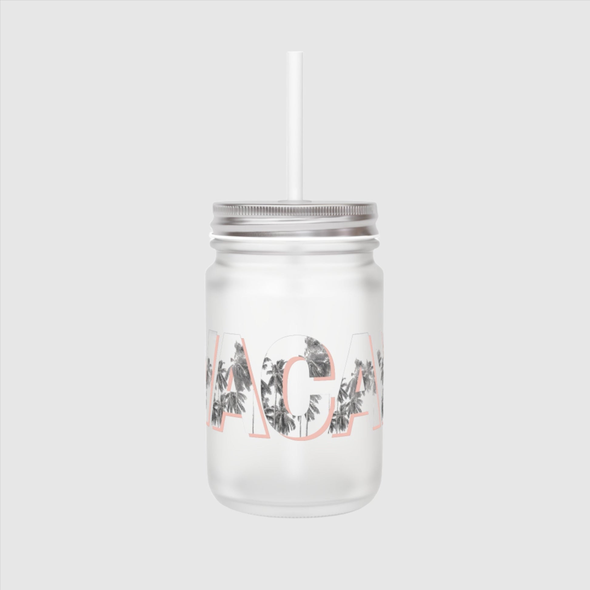 Mason Jar with a straw and lid Printify